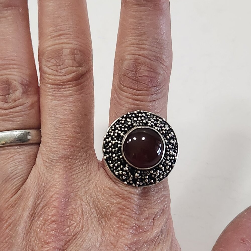 Unique Round Carnelian Stone With Multiple Sterli… - image 8